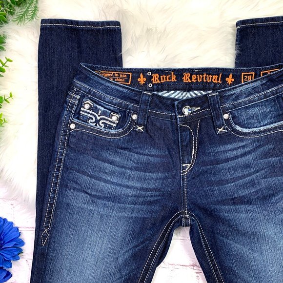🚫SOLD!👖I•ROCK REVIVAL•I Sara Skinny Jeans 28x32 - Picture 2 of 8